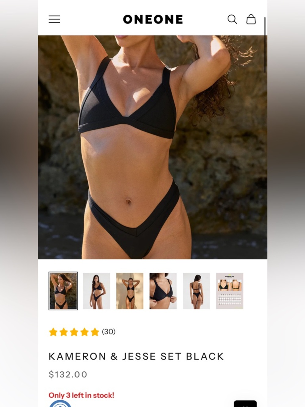 ONEONE SWIMWEAR - Kameron & Jesse Black Bikini Set NWT